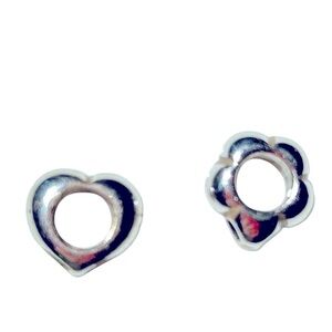 Brighton Silver tone big bubble pair  Heart & Flower Bracelet Charms or pendants